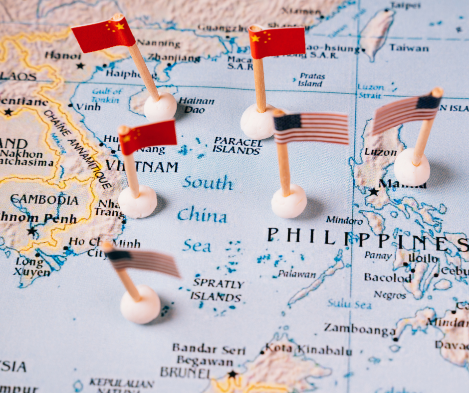 OPINION A Trilateral Option For Maritime Security Can The   South China Sea On Map With Country Flags   Canva 